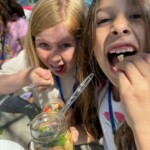 Photos from 5/21/24 CCCS visit to New Roots. The children made salads in a jar with vegetables harvested from the garden.