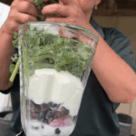 Pictures from the July 18 Garden Club event at New Roots. 4H director from the Northampton Extension Office, Erin Morgan, prepared smoothies and parfaits using fruits and vegetables from the garden.