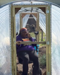 Joanne, checking out the new green house at NRYG!