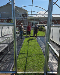 New greenhouse construction at NRYG. Pictured are Ken Sipe, Phil Goetkin and Eric Feuillatte